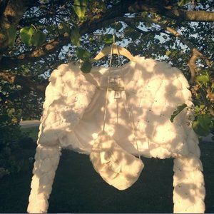 Girl's Fluffy Bolero with Matching Purse- White